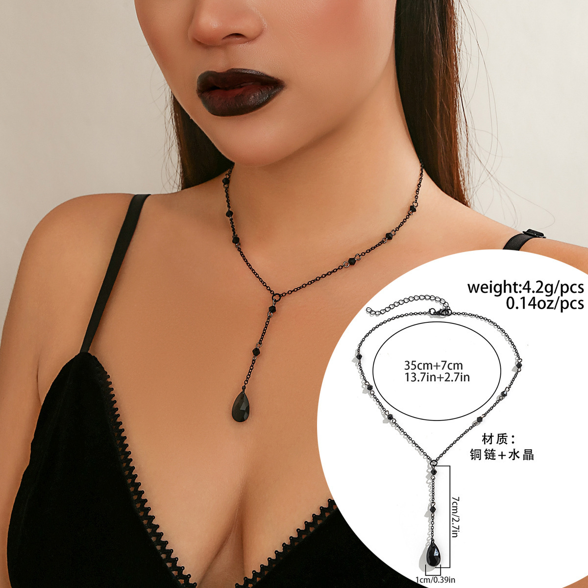 Accessories Gothic Blood Tassel Necklace Niche Sweet Cool Metal Water Drop Choker