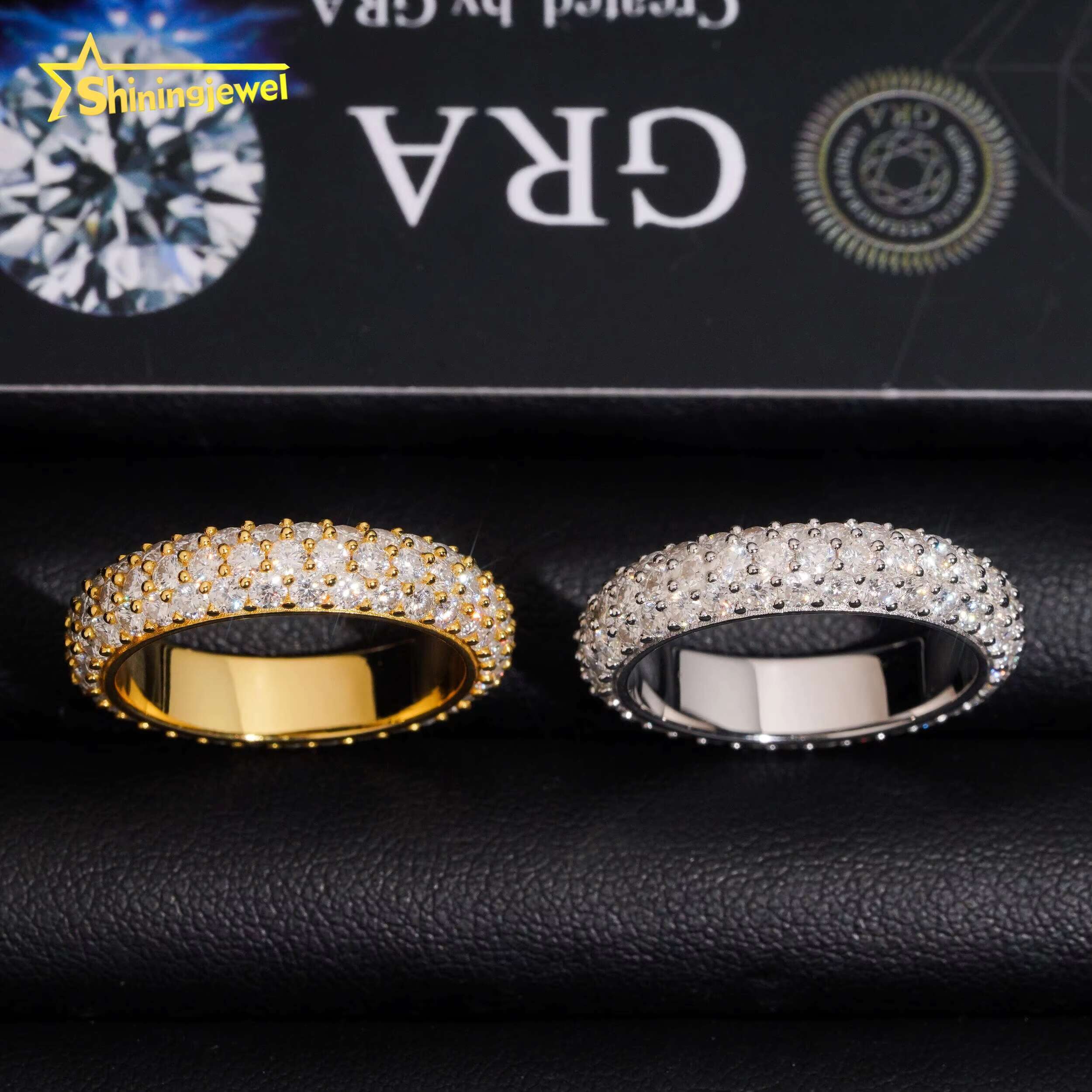 Luxury Silver Jewelry Moissanite Eternity Band Diamond Engagement Ring Wedding Rings 925 Sterling Sliver Jewelry