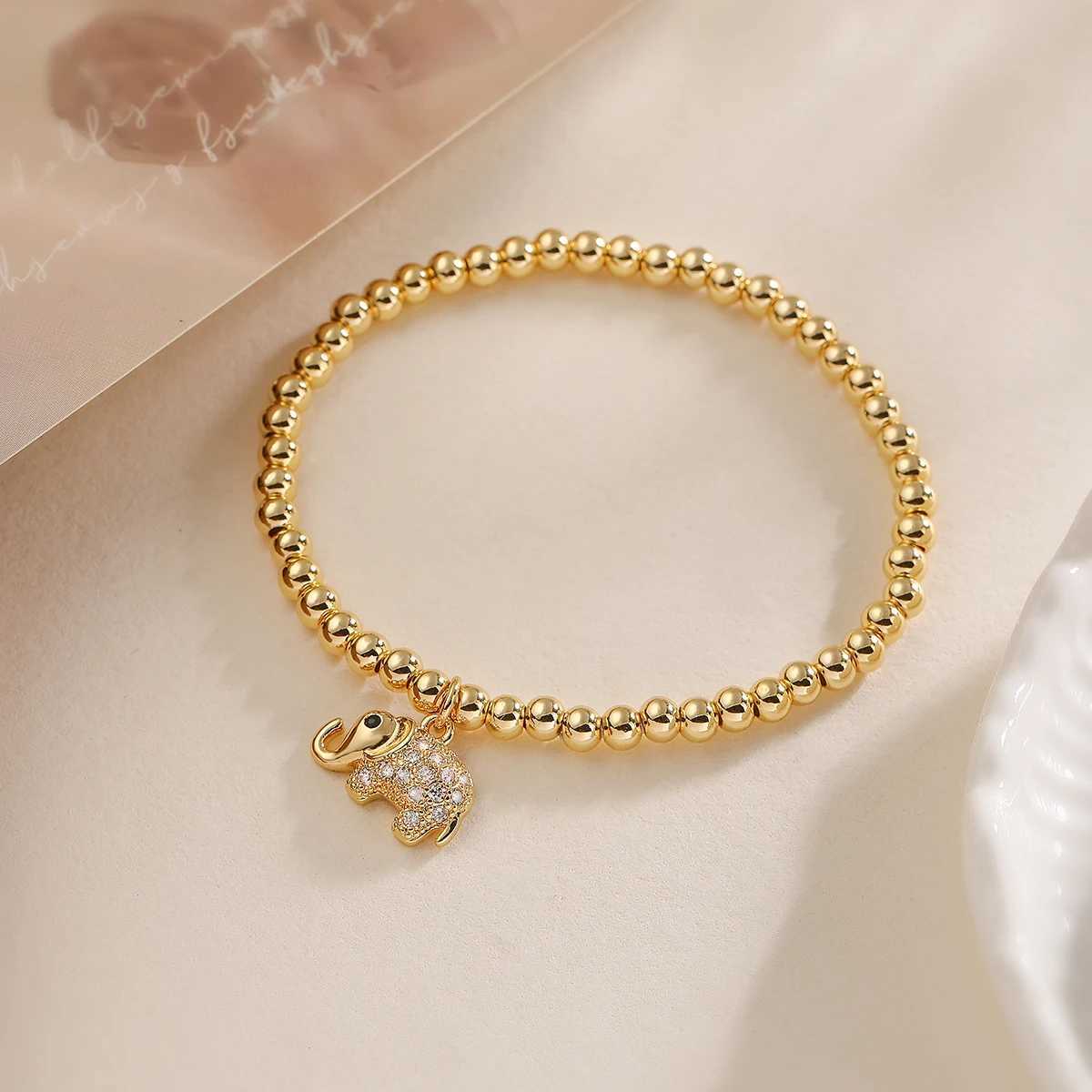 Non-Fading Gold Color Beads Chain Bracelets Moon Cute Charm Pearl Jewelry Fem X250625