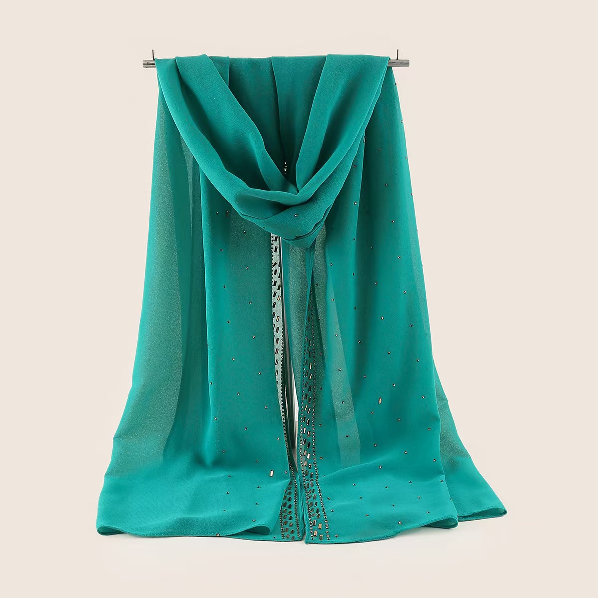 T1069 Pearl Chiffon Scarf Long Scarf Square Scarf Hui Nationality Gauze Scarf Head Scarf