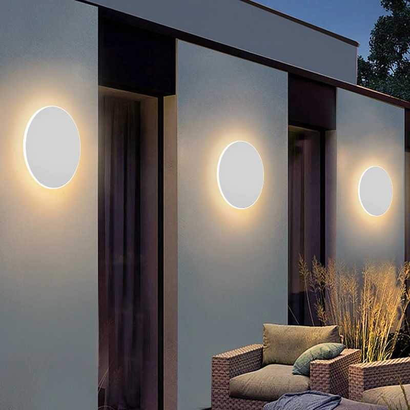 LED Lighting Modern Simple Circular Wall Light With Touch Sensor Outdoor Waterproof IP65 Bedroom Porch Entrance Stairs 85-265V XJ250624