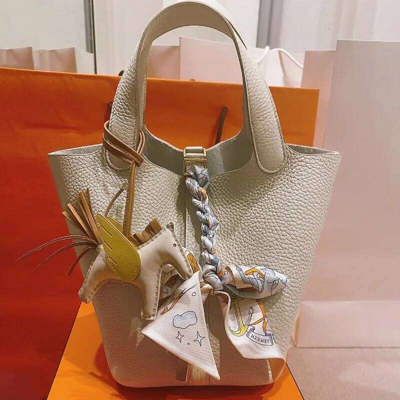 Toilet Leather Women's Handbag High Feel, Large Capacity Head Layer Cowhide Basket Bag