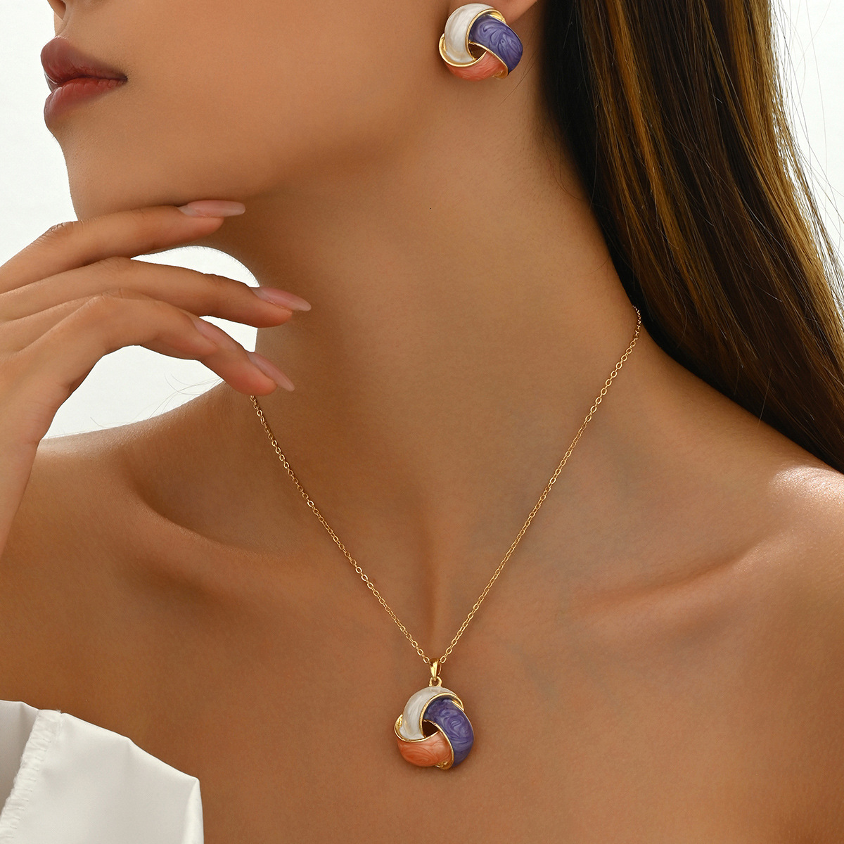 Women S Jewelry Set Braided Wrap Design Earrings Necklace