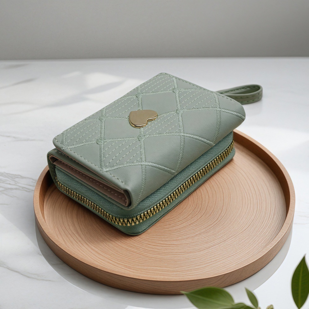 Free Shipping 2025 New Designer Bag Fashion Quilted Heart Pattern Multi-card Slot Chain Layer Multi-functional Portable Mini Women's Wallet