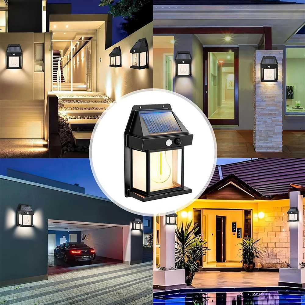 LED Solar Wall Light Outdoor Wireless Dusk to Dawn Porch Light Unit Solar Wall Light with 3 Modes and Motion Sensor Entrance XJ250624