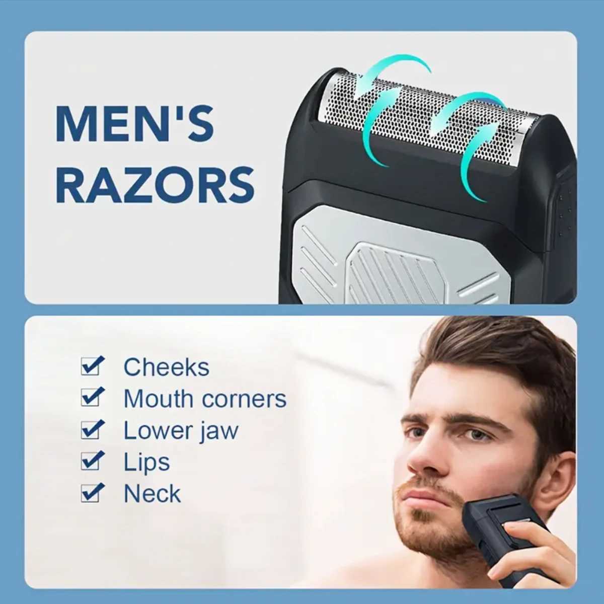 Man Beard Shaver Epilator Electric 3D Floating Hair Trimmer Chest Leg Hair Portable Razor LED Display Rechargeable Li-Battery W250625