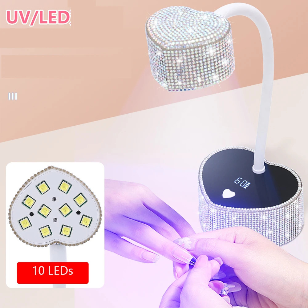 UV LED Nail Lamp Rechargeable UV Light for Gel Nails Cordless Portable Nail Dryer 360°Rotatable Polish Curing Lamp With Battery 250625