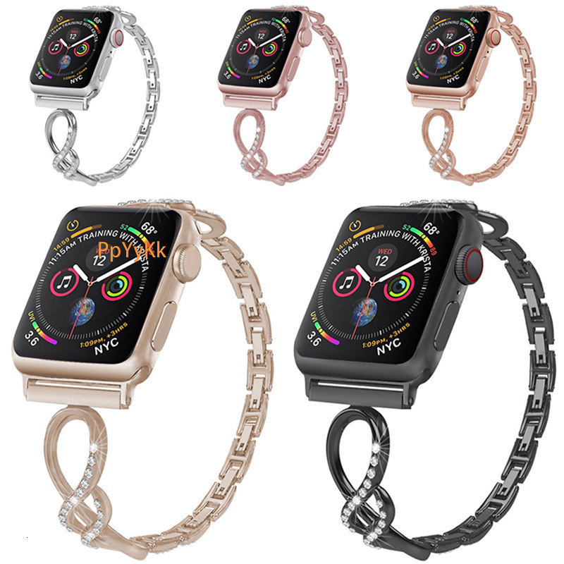 Luxury High End Fashion Diamond Inlaid Metal 8-Shaped Watch Strap Compatible with Huawei Samsung Apple iWatch