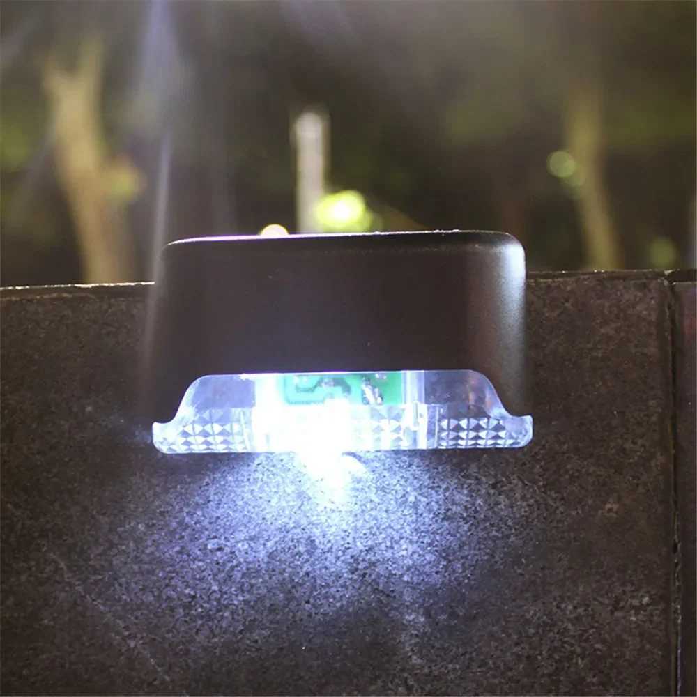 4Pcs Stair LED Solar Lamp Waterproof Outdoor Garden Light Pathway Yard Patio Steps Fence Lamps Garden Decor Solar Light Outdoors XJ250624