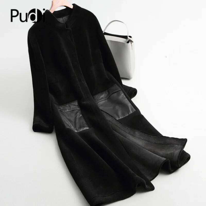 Pudi Women Winter Real Wool Coat Jacket Over Size Parka Lady Fashion Genuine Fur Coats Outwear A68290