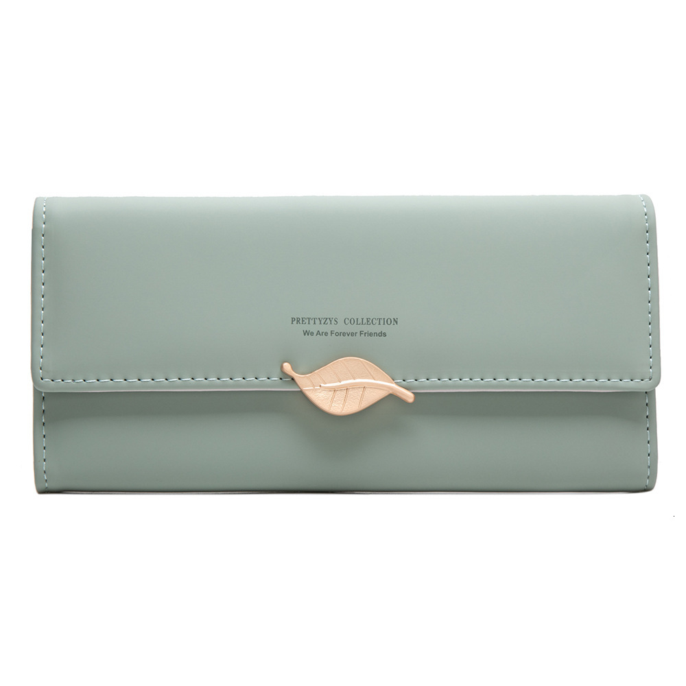 Free Shipping 2025 New Designer Bag Trade Wallet For Women Long Style Japanese And Korean PU Leather Fresh Leaf Buckle Simple Versatile Women's C