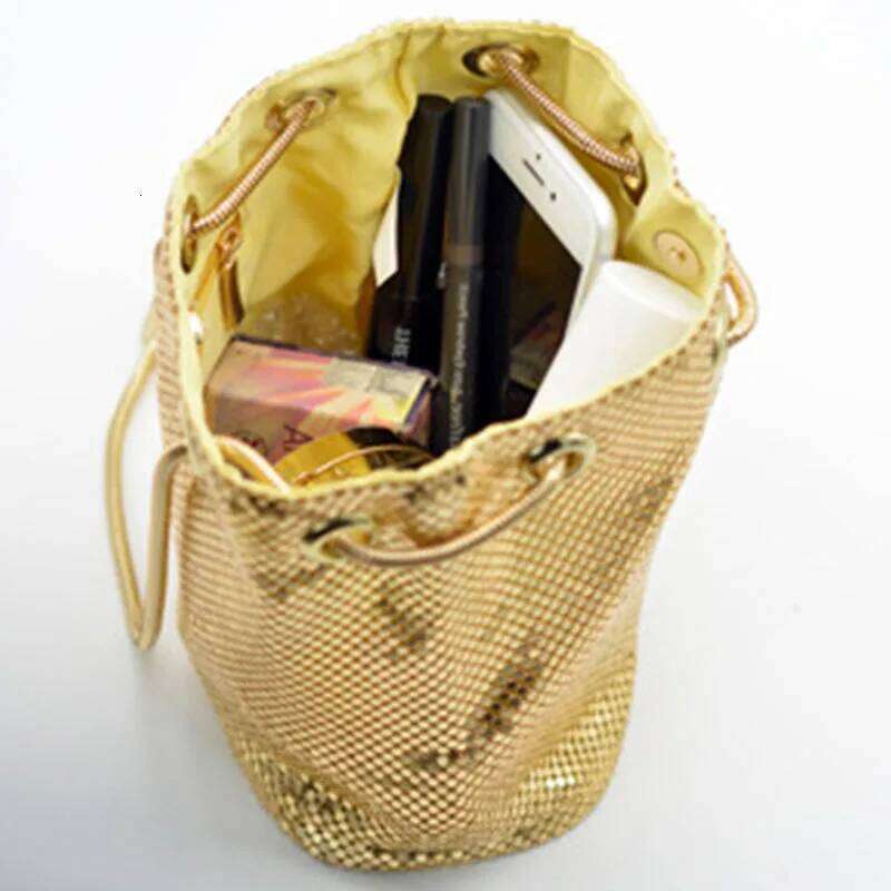 Fashion Evening Party Clutch Bucket Bags For Women Trend Chain Shoulder Messenger Bag Sliver Gold Handbags Female Clutches