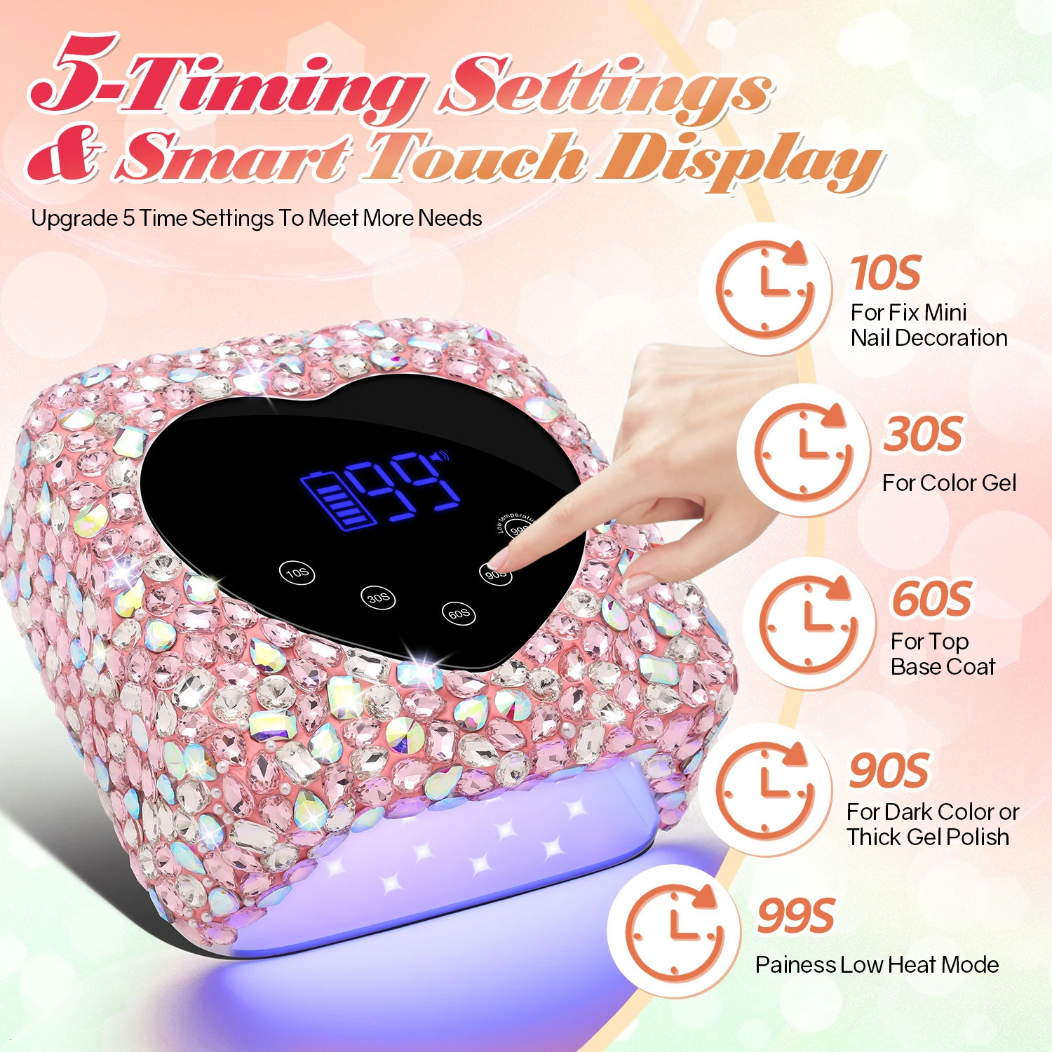 Rechargeable 72W UV LED Nail Lamp For Nails 30LEDS Wireless Gel Polish Curing Lamp With Large Screen Professional Nail Equipment 250625