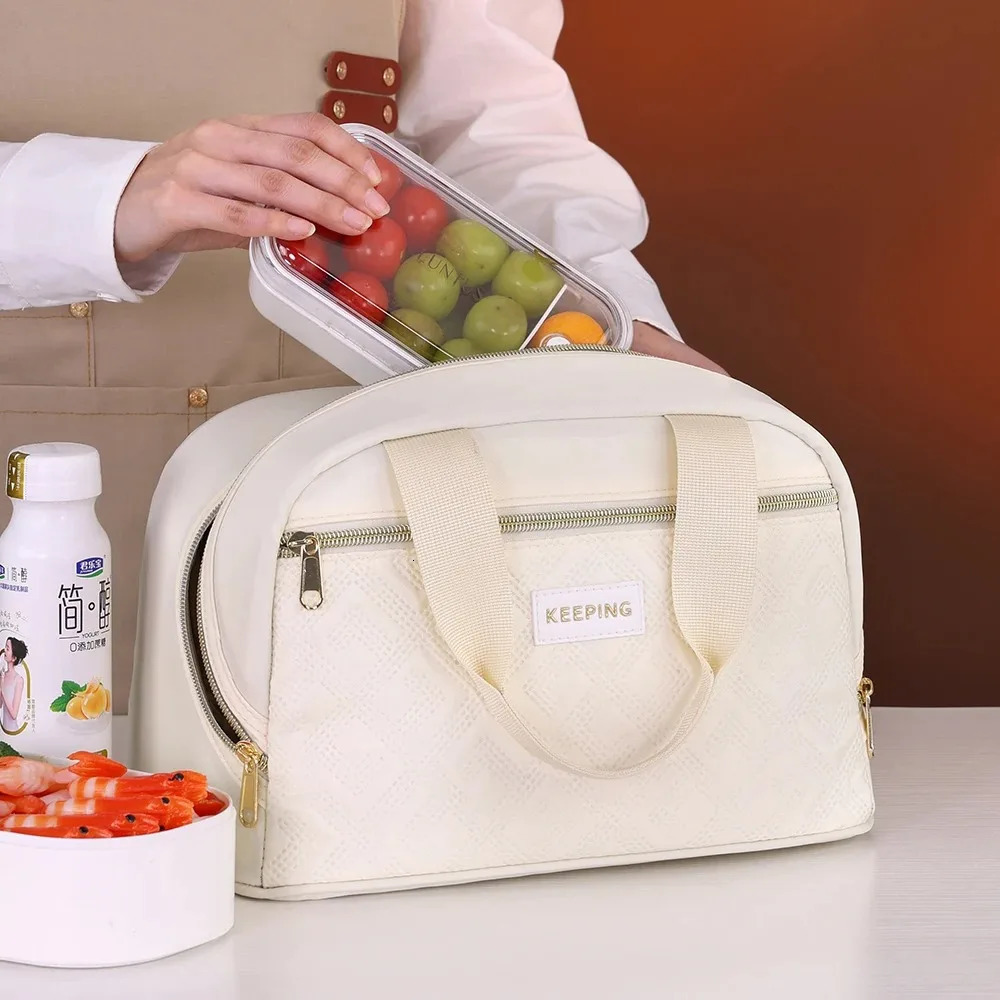 Portable Lunch Bag for OL Women Thermal Insulated Lunch Box Tote Cooler Handbag Waterproof Bento Pouch Office Food Shoulder Bags 250624