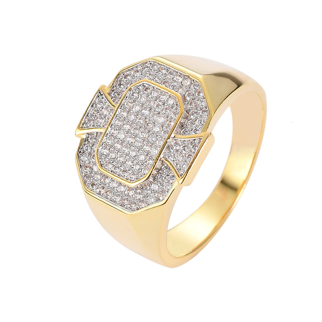 New Hip Hop Engagement Ring Luxury Moissanite Geometric Diamond Studded Fashion Ring Passes the diamond tester