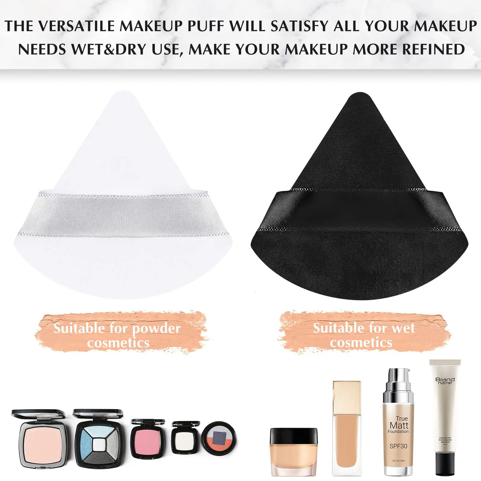 Wholesale 50Pcs Triangle Powder Puff Mini Face Makeup Sponge Cosmetics Soft Cotton Face Powder Puff Washable Velvet Makeup Puff 250625