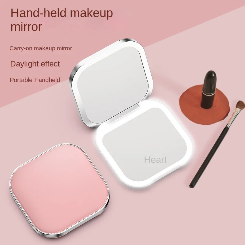 Rechargeable LED Vanity Mirror Portable Folding Handheld Makeup Mirror with Touch Control 3 Color Lighting Pocket Size 250625