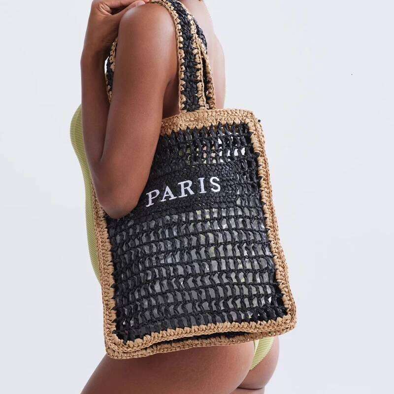 Fashion Panelled Straw Women Shoulder Bags Colorful Patchwork Handbags Paper Woven Summer Beach Tote Bag Handmade Bali Purses