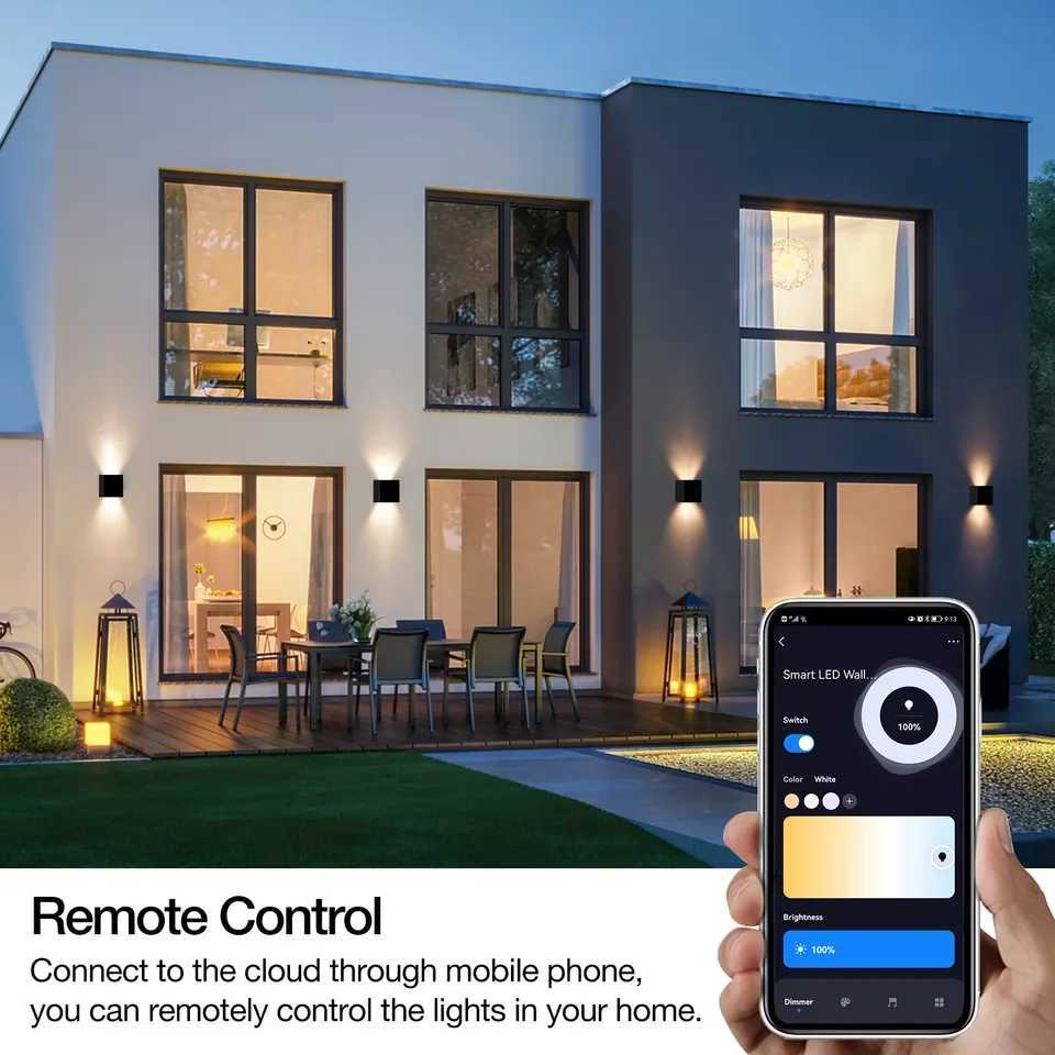 Smart Outdoor Lights Color Changing RGB+ 2700K-6500K Square Aluminum Waterproof Rustproof App Control Up and Down LightsXJ250624