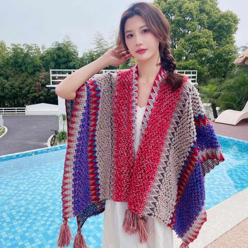 K1127 New style shawl cape for women Tibet travel ethnic style accessories outer wear Dali Lijiang dual-use Qinghai grassland cape