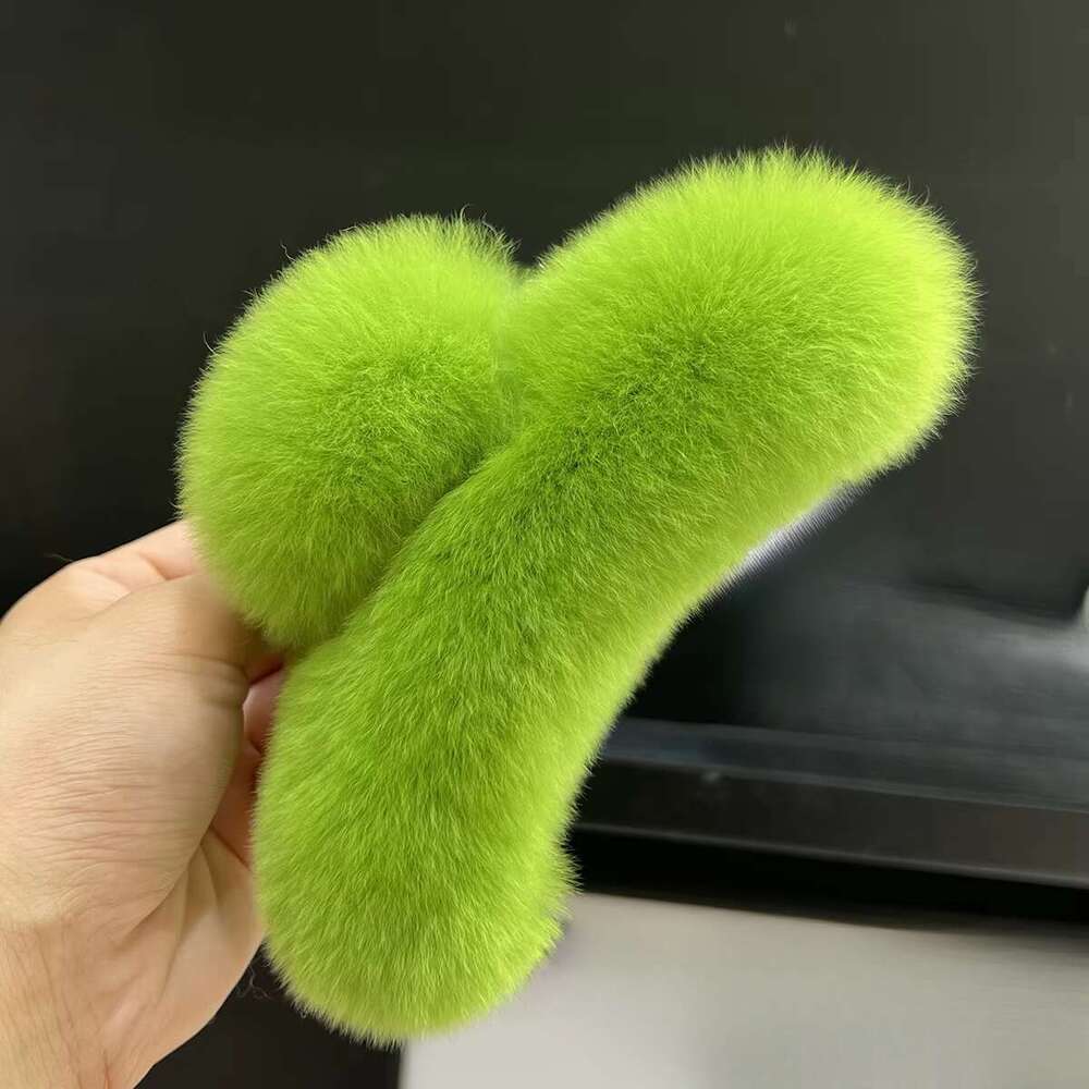 2023 Women Nice Green Real Rex Rabbit Clips Hairpin Fashion Girls Genuine Fur Hair Accessories