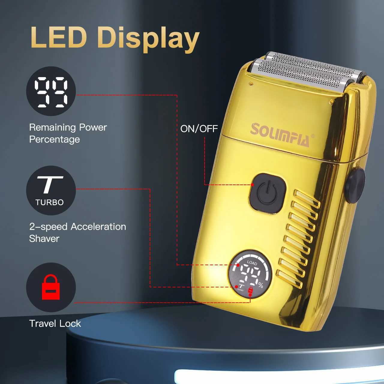 Solimpia Hair Shaver Double Blades Shaver Electric Shaver Razor Mens Close Bald Head Barber Trimmer Rechargeable for Quick Shave W250625