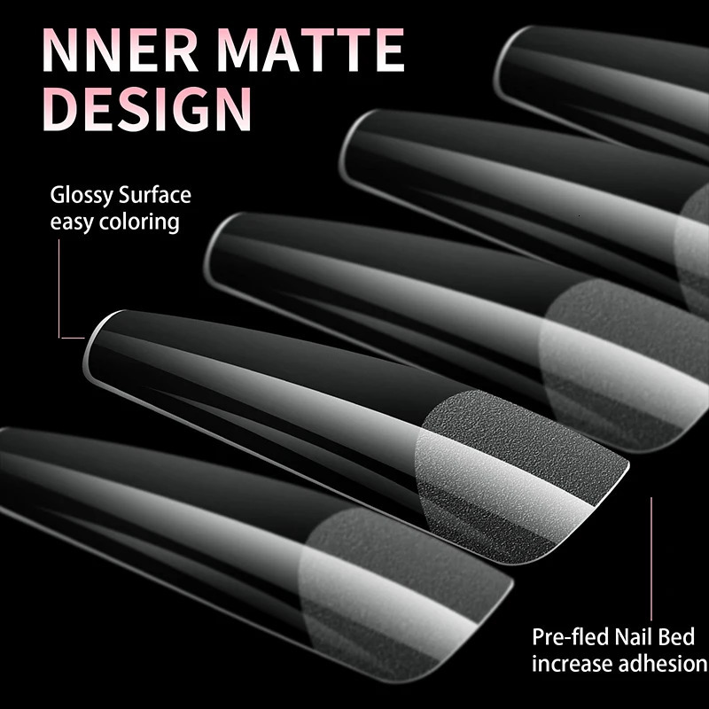 False Nail Tips Soft Gel Fingertip Semi-matte Capsules Almond French Coffin Full Cover Artificial Fake Nails Extension 250625