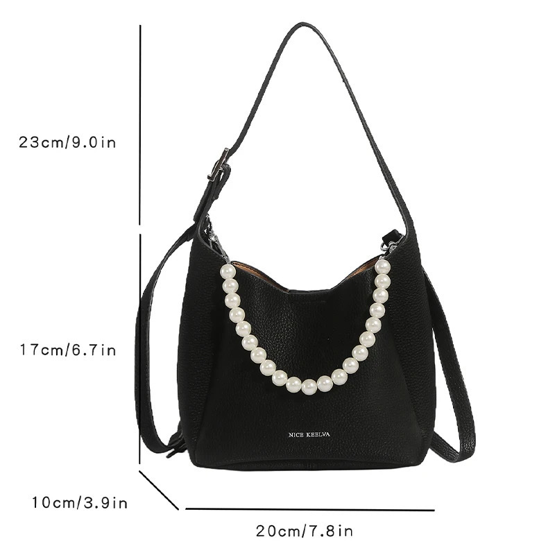 Summer Fashionable High Quality Soft Leather Bucket Bag Womens Shoulder Bag Handbag Pearl Light 250623