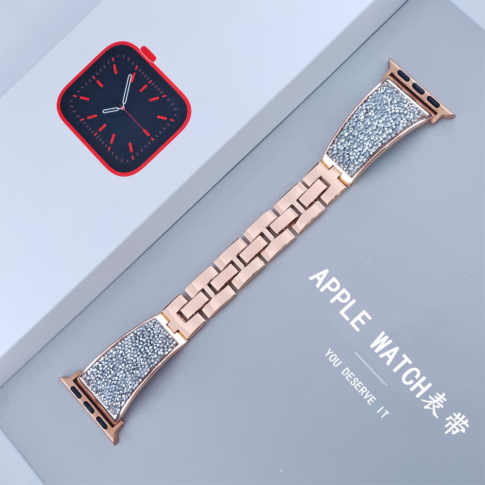 Luxury High-End Rhinestone Stainless Steel Apple Watch Band - Fashion Bling Metal Strap for Apple Watch Series 8 & Compatible Models