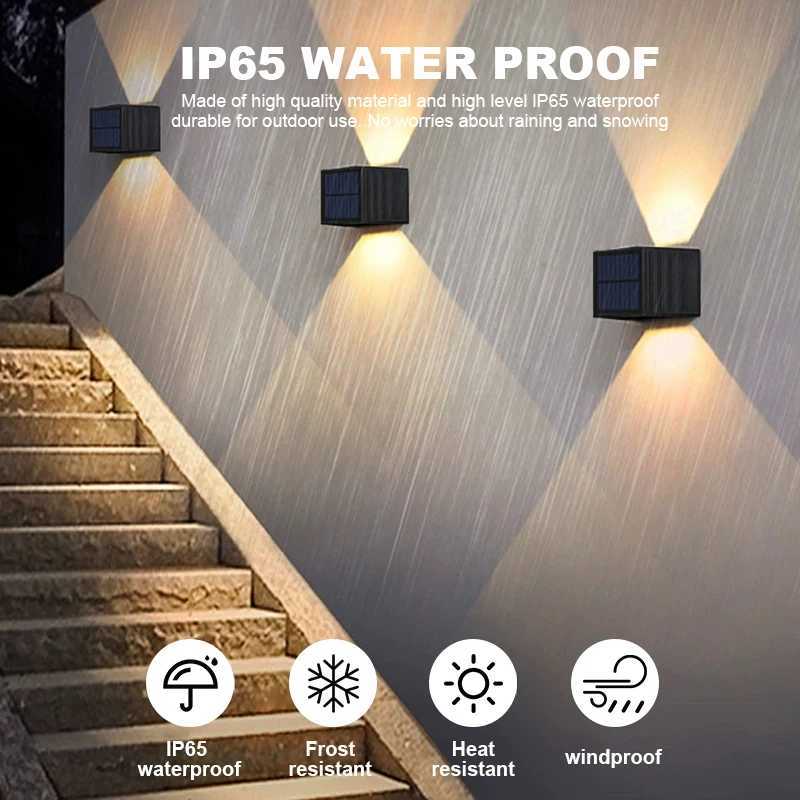 Outdoor Solar Wall Lamp Garden LED Wall Light Waterproof Up and Down Home Corridor Lamp Courtyard Fence Wall Decoration LightingXJ250624