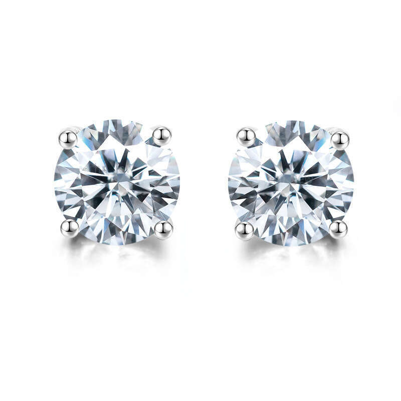 Pass Diamond Tester Vvs1 D Color Moissanite Earrings Designer For Women Solid 925 Sterling Silver 4 Prong Stud Earrings Gold Plated Screw Back Mens Jewelry Woman Gift