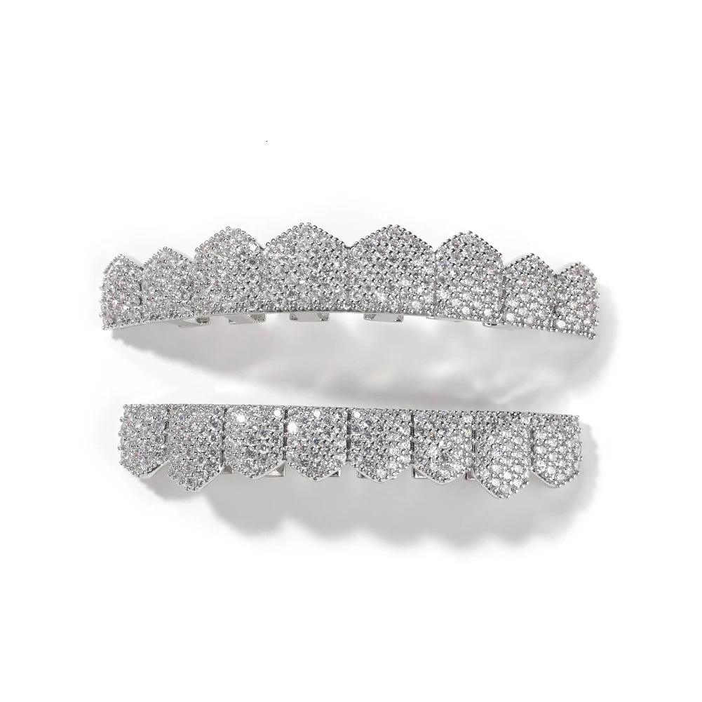 THE BLING KING Mens Micro Paved Cubic Zirconia Gold Plated Top and Bottom Dental Grills Punk Jewelry Hip Hop Teeth Wear 250606