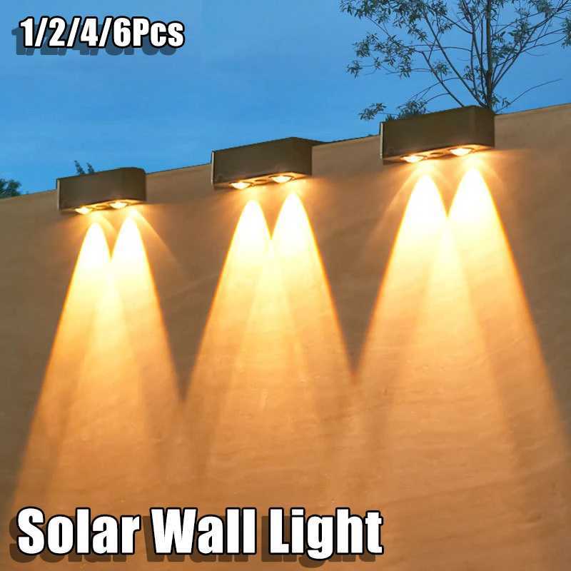 1/2/4/6 Pcs Outdoor Solar Wall Light Waterproof Fence Lamp Ultra Strong Spotlight Illumination for Garden Fence or Exterior Wall XJ250624