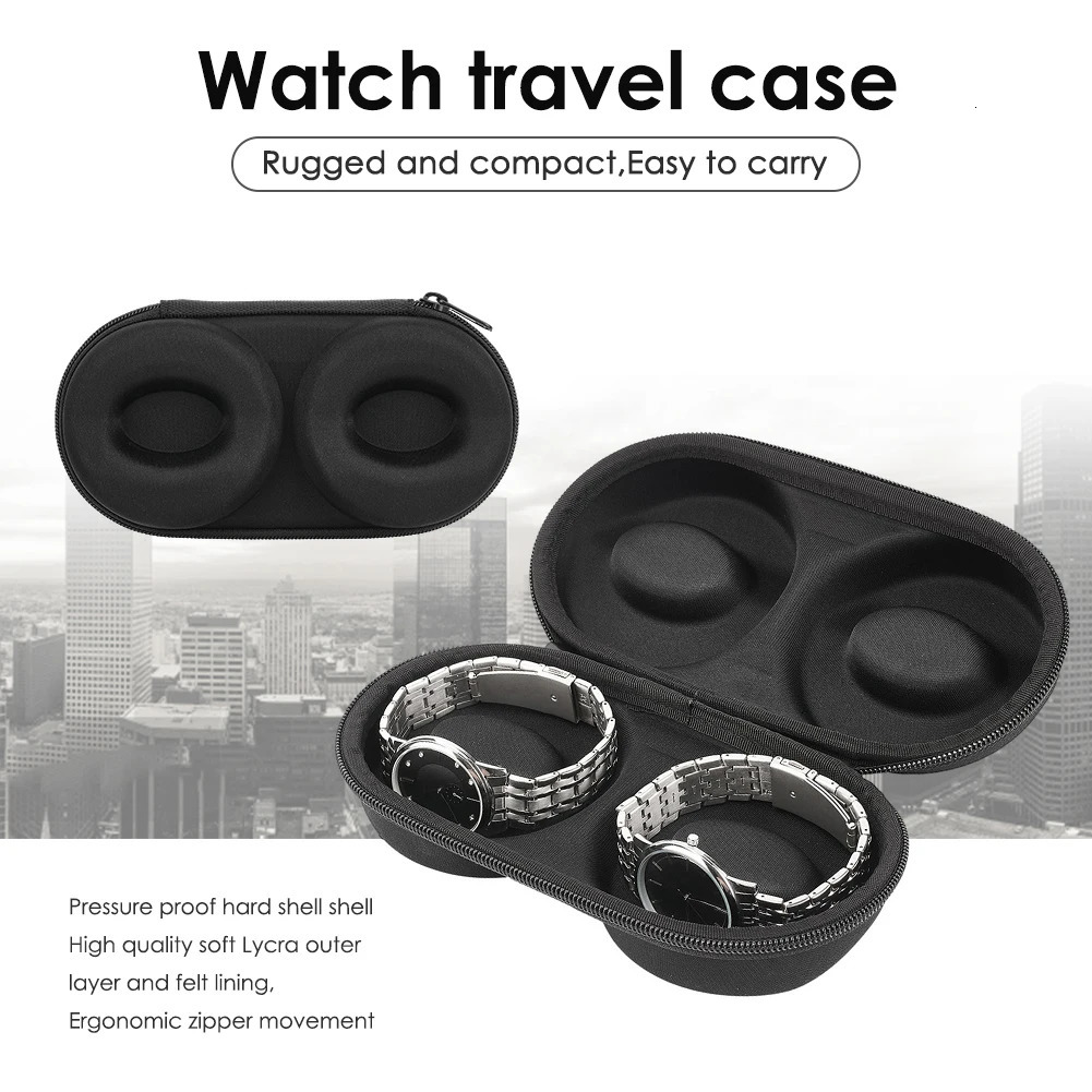 Round Watch Storage Box Portable Protection Double Dent Smart Travel Case AntiPressure Fits All Wristwatches 250625