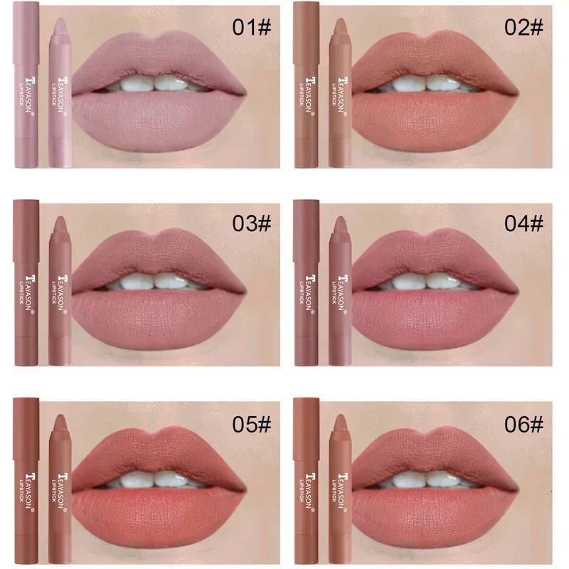 Nude Series Velvet Matte Lipstick Pencil Waterproof Long Lasting Red Lip Stick Non-Stick Cup Makeup Lip Tint Pen Cosmetic Makeup 250625