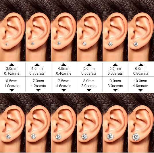 0.1ct-5ct 3-11mm Moissanite Earrings 925 Sterling Silver Gold Plated Studs D Color VVS Diamond for Men Women GRA Luxury Jewelry