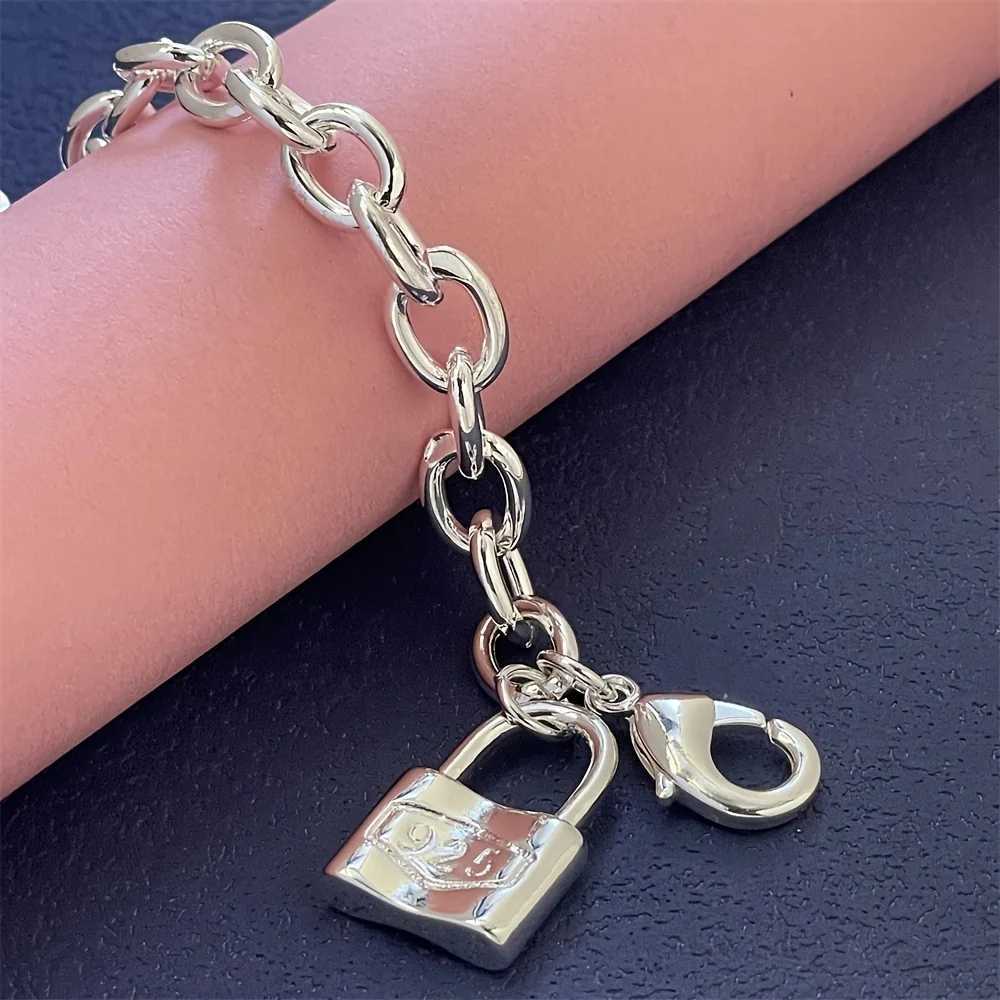 charm lock 925 sterling silver chain bracelet for women ladies men lovers wedding party gift daily outfits parties holiday gifts X250625
