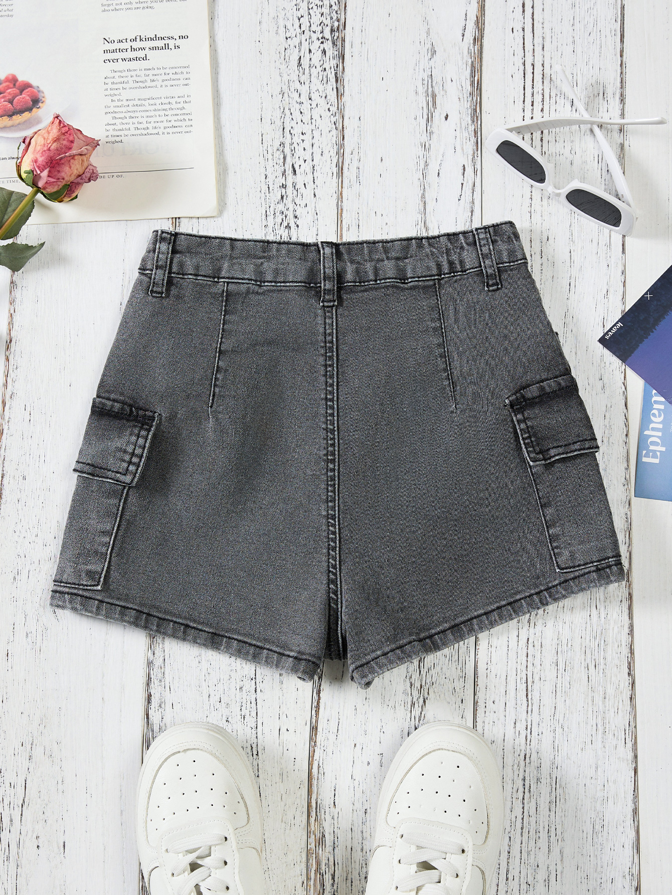 Girls Deep Grey Soft Fabric Cotton Jeans Short Pants Ideal For Warm Weather