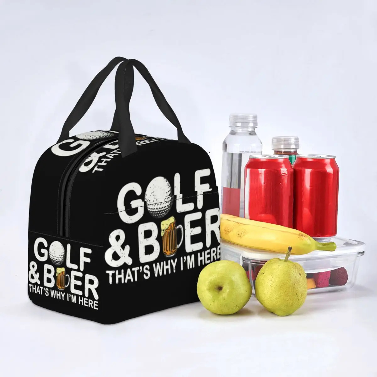 Golf And Beer Insulated Lunch Bag for Women Resuable Sports Golfing Golfer Thermal Cooler Bento Box Office Work School 250624