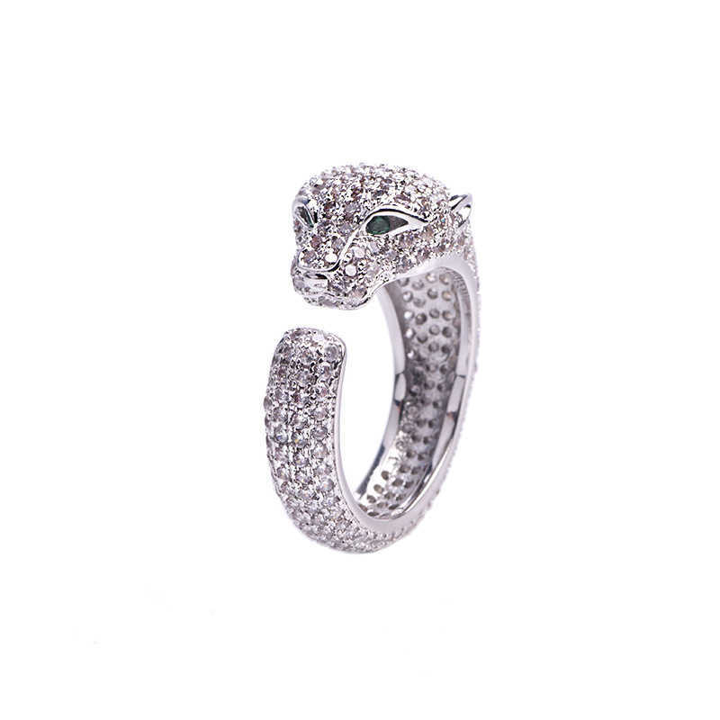 Asian gold diamond inlaid leopard head Bracelet full of zircon platinum personalized women's Bracelet 250615