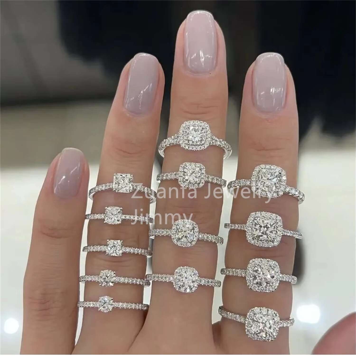 Pass Diamond Tester 10k Real Gold Engagement Ring Jewellery Fancy Cut Vvs1 Crushed Moissanite Women Wedding Band Ring