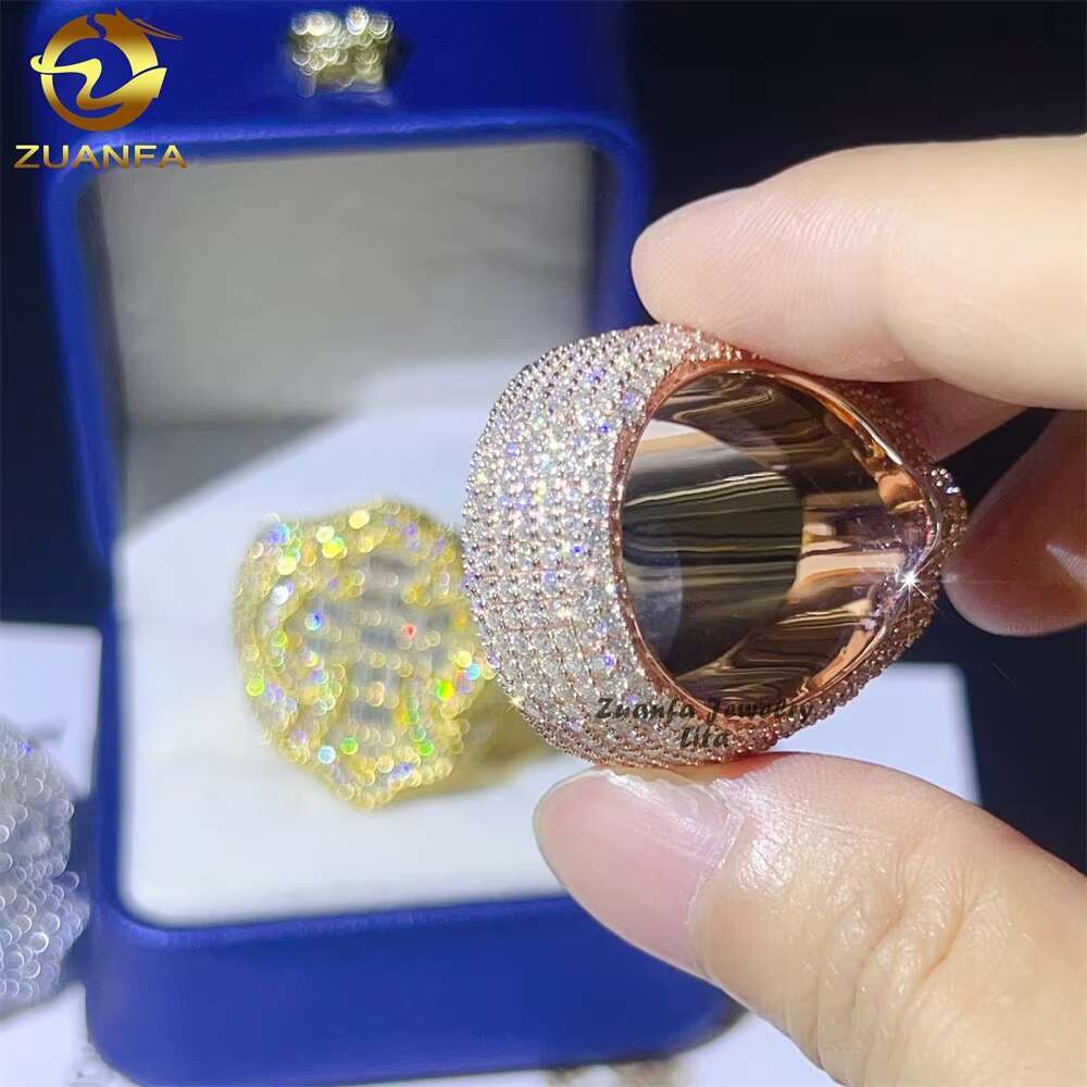 Luxury Fashion Cross Rings 925 Sterling Silver Custom Jewelry Hip Hop Men baguette Diamond Moissanite Ring