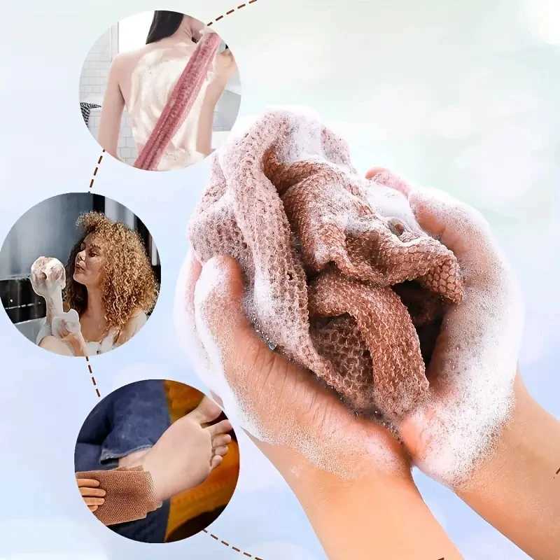 African Net Bath Sponge Gentle Exfoliating Shower Scrubber Body Deep Cleaning Nylon Washcloth 31.5inch for Men Women Smooth Skin R250625