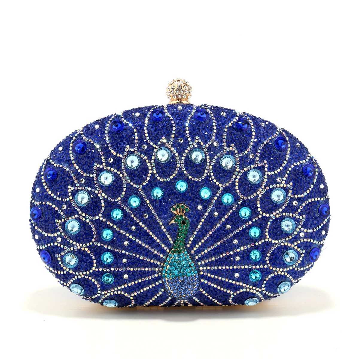 Circular Design Women Evening Bags Rhinestones Party Wedding Bridal Clutch Bag Diamonds Metal Peacock Animal Small Handbags With M250625