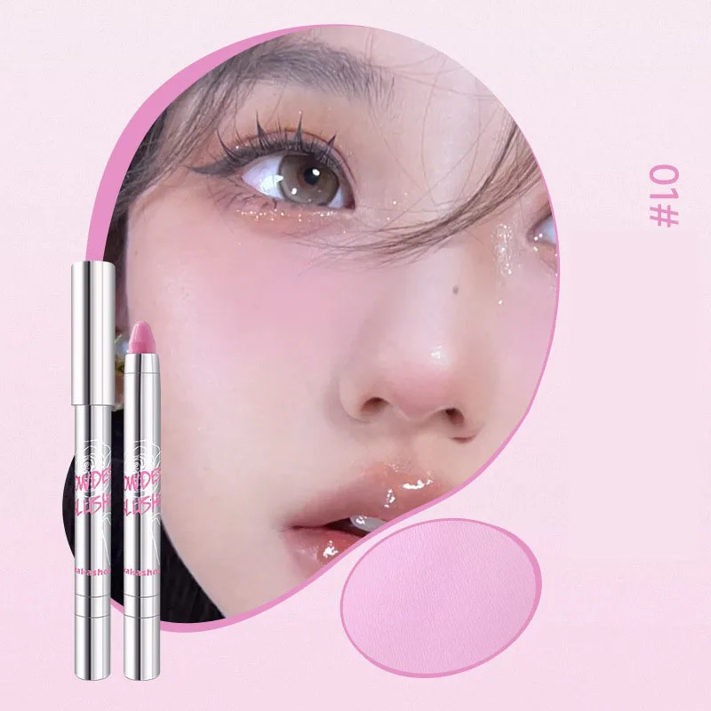 Pink Blush Pencil Shadow Pen Facial Cheek Expanding Shrinking Color Rouge Cream Blush Sweet Cool Girl Style Korea Makeup Stick 250625