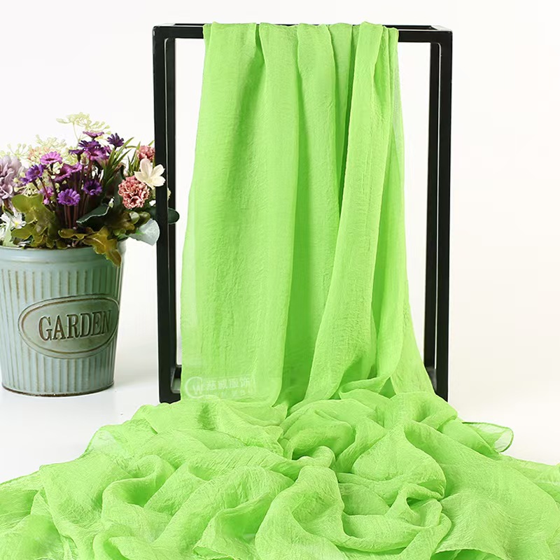T1062 pure color silk oversized silk scarf beach towel long spring and summer women's chiffon scarf pleated shawl