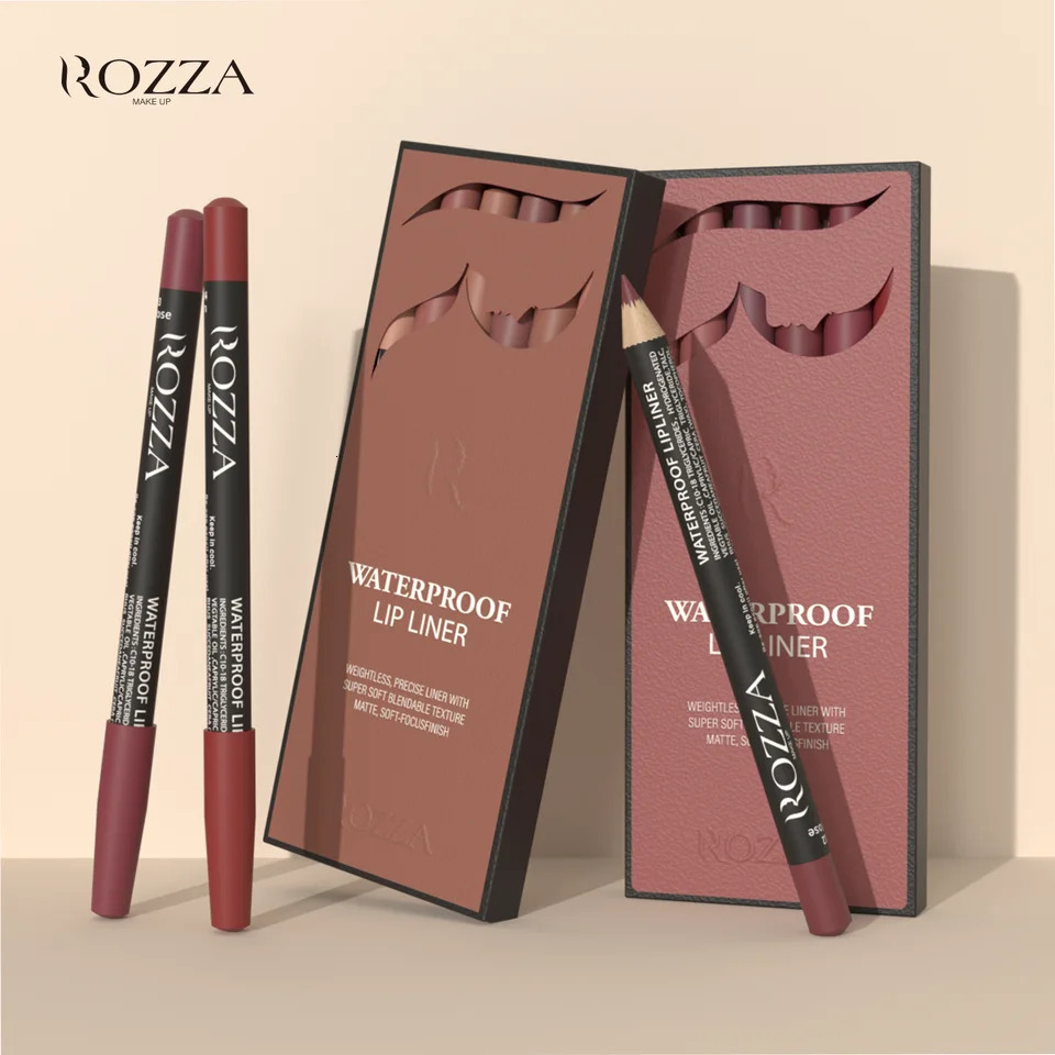 Rozza Waterproof Lip Liner Pencil Set Weightless Precise Liner with Super Soft Blendable Texture Matte Soft 250625
