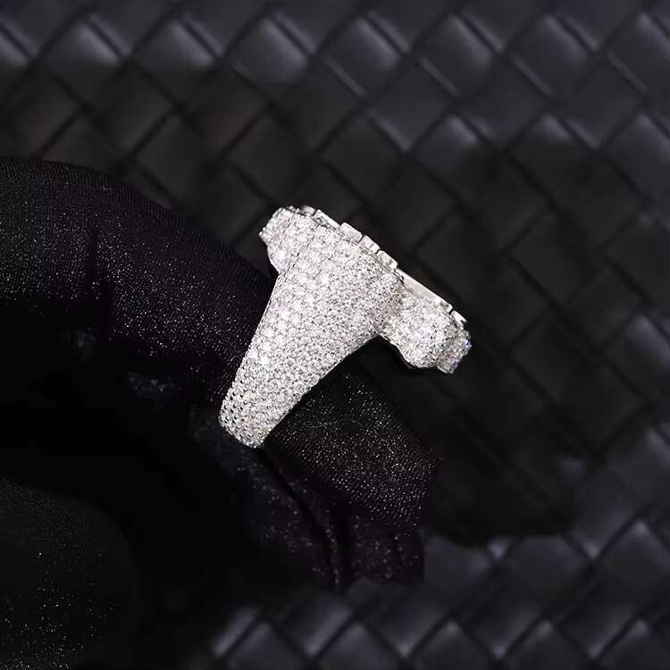 Full Ice Out Moissanite Ring 925 Sterling Silver Gold Plated Baguette Moissanite Cross Ring Hip Hop Men Women Cuban Ring