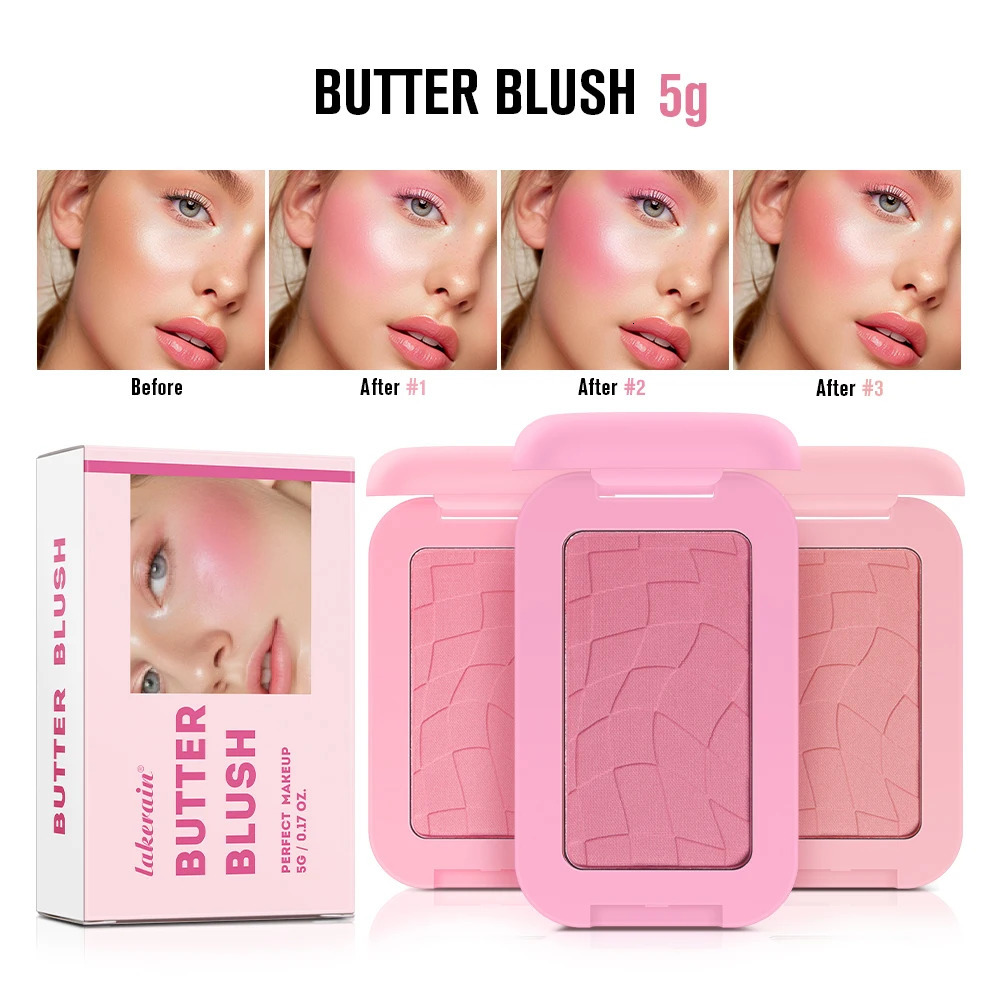 Matte Natural Butter Blush Single Color Cheek Tint Waterproof Face Contouring Cosmetics Blush Powder Face Soft Female Makeup 250625