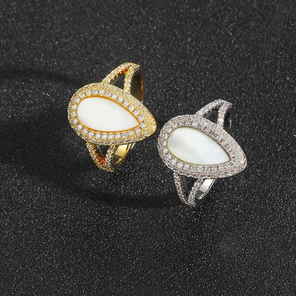 High - End Women's Individual Niche Ring Diamond Studded Open Moissanite Diamond Trendy Jewelry Passes the diamond tester
